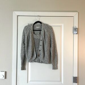 LOFT Matching Grey Open Knit Cardigan & Shell Set Size M